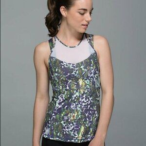 EUC Lululemon Running in the City Multicolor Floral Tank Running Bra Top, Size 2